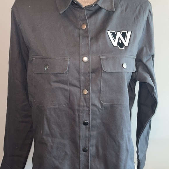 Vintage Women's Large 
Work Shirt Long Sleeve Jacket
Dark Gray Canvas Flannel - Picture 4 of 7